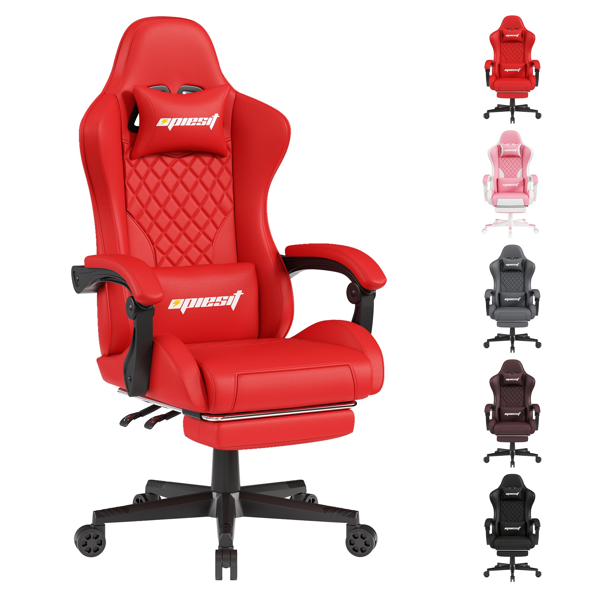 Sedia da Gaming Ergonomica in Pelle PU 200KG, Rosso
