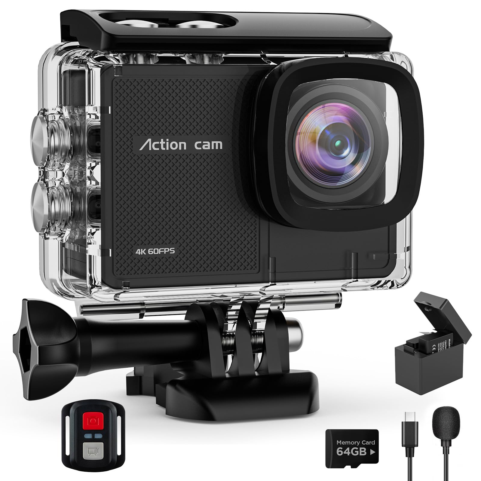 Yolansin Action Cam 4K 60FPS 48MP con MicroSD 64GB