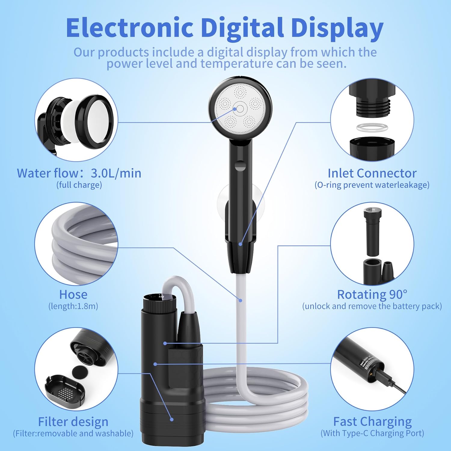 YAOBLUESEA Doccia da Campeggio con Pompa - immagine 3