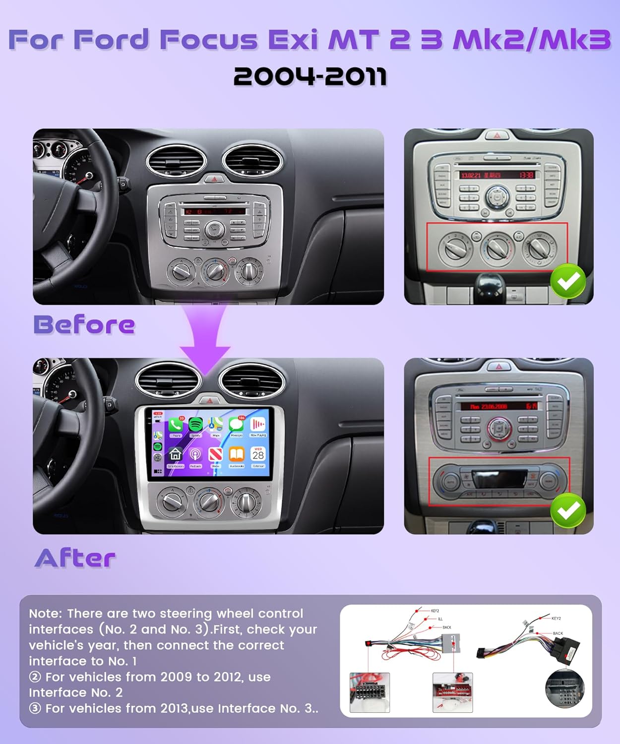 Autoradio 9" Android per Ford Focus Mk2 Mk3 2004-2011 - immagine 7