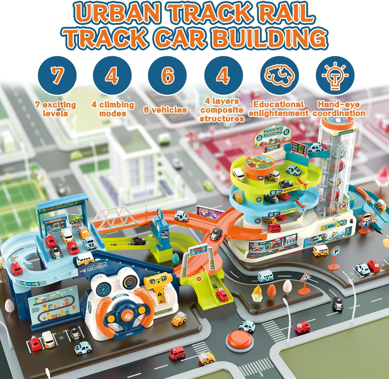 Fisca Set Gioco Auto da Corsa 2 in 1 con 6 Auto - immagine 2