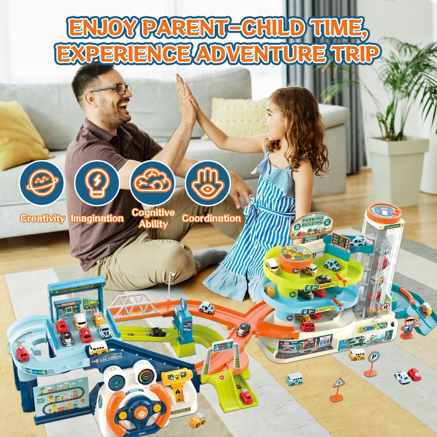 Fisca Set Gioco Auto da Corsa 2 in 1 con 6 Auto - immagine 7