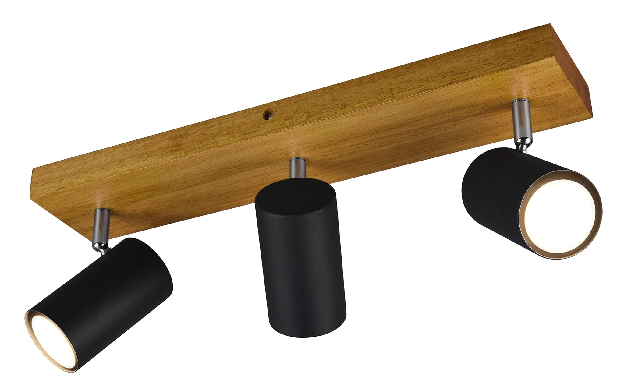 Trio Leuchten Plafoniera in Metallo, Gu10, Legno/Colore Nero Opaco