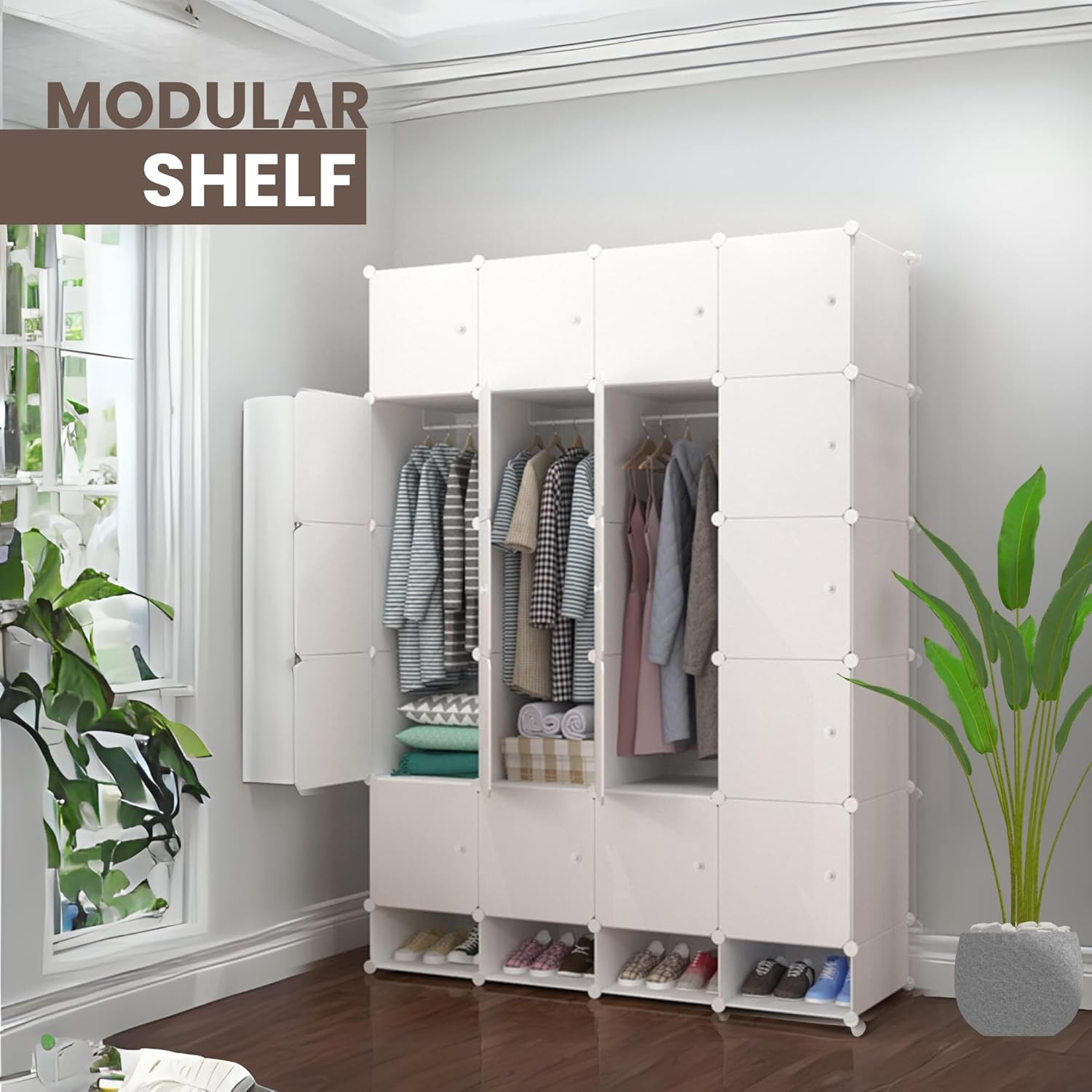 Magic Select Armadio Modulare 20 Moduli 192x140 cm, Bianco