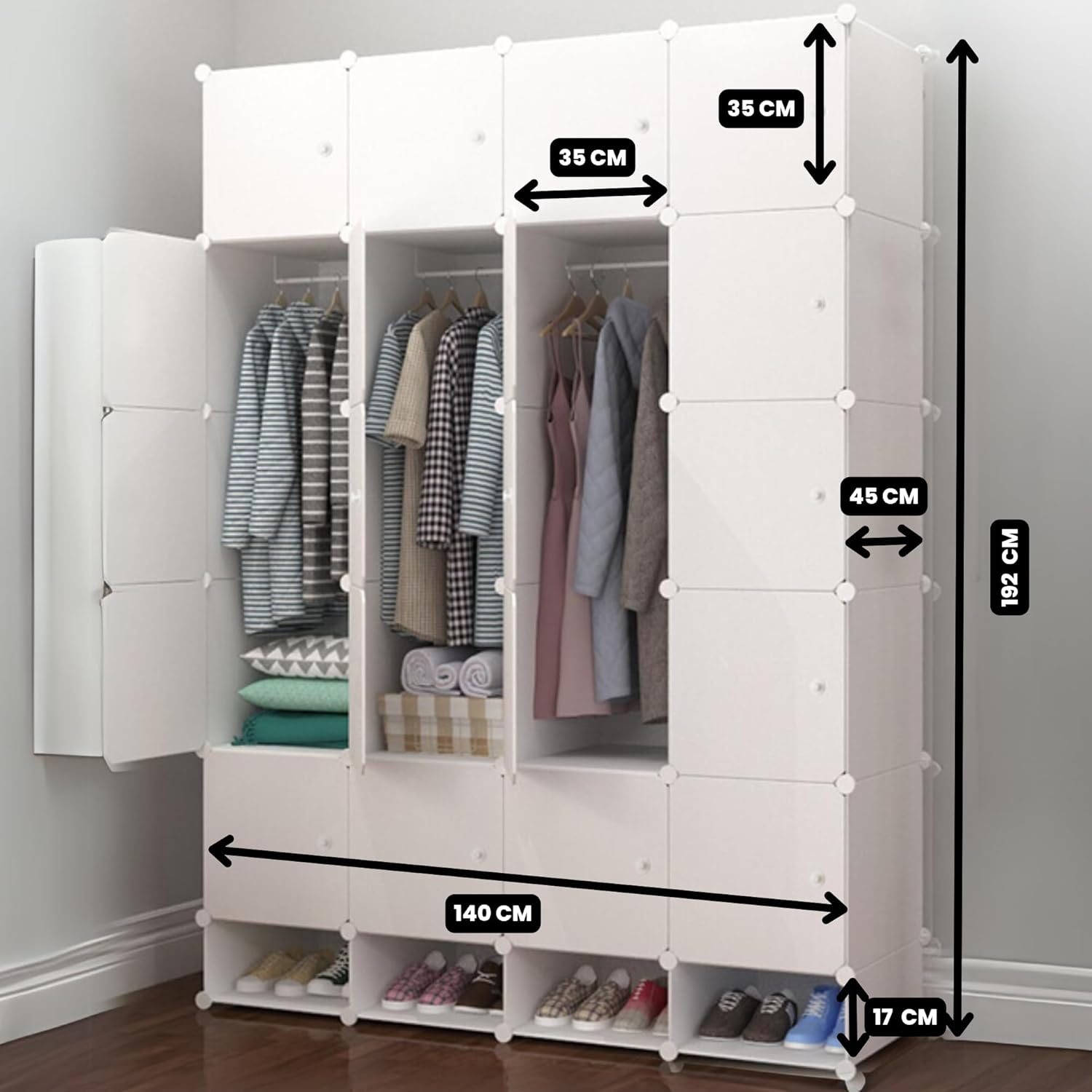 Magic Select Armadio Modulare 20 Moduli 192x140 cm, Bianco - immagine 2