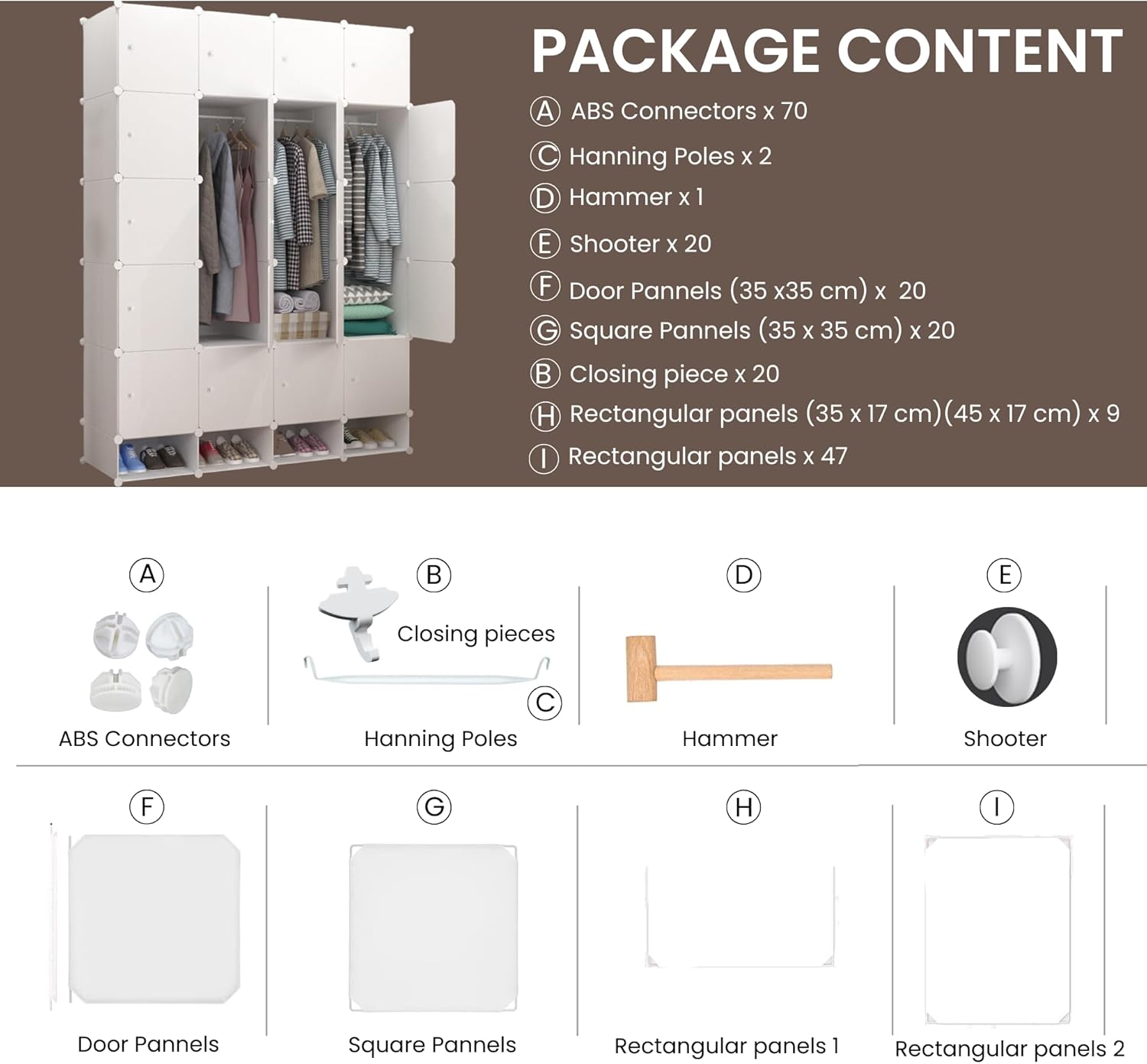 Magic Select Armadio Modulare 20 Moduli 192x140 cm, Bianco - immagine 4