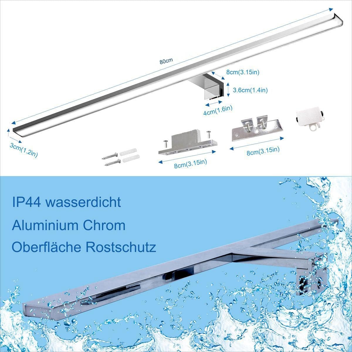 Yiqan Lampada da Specchio LED 80cm 15W 4000K - immagine 5