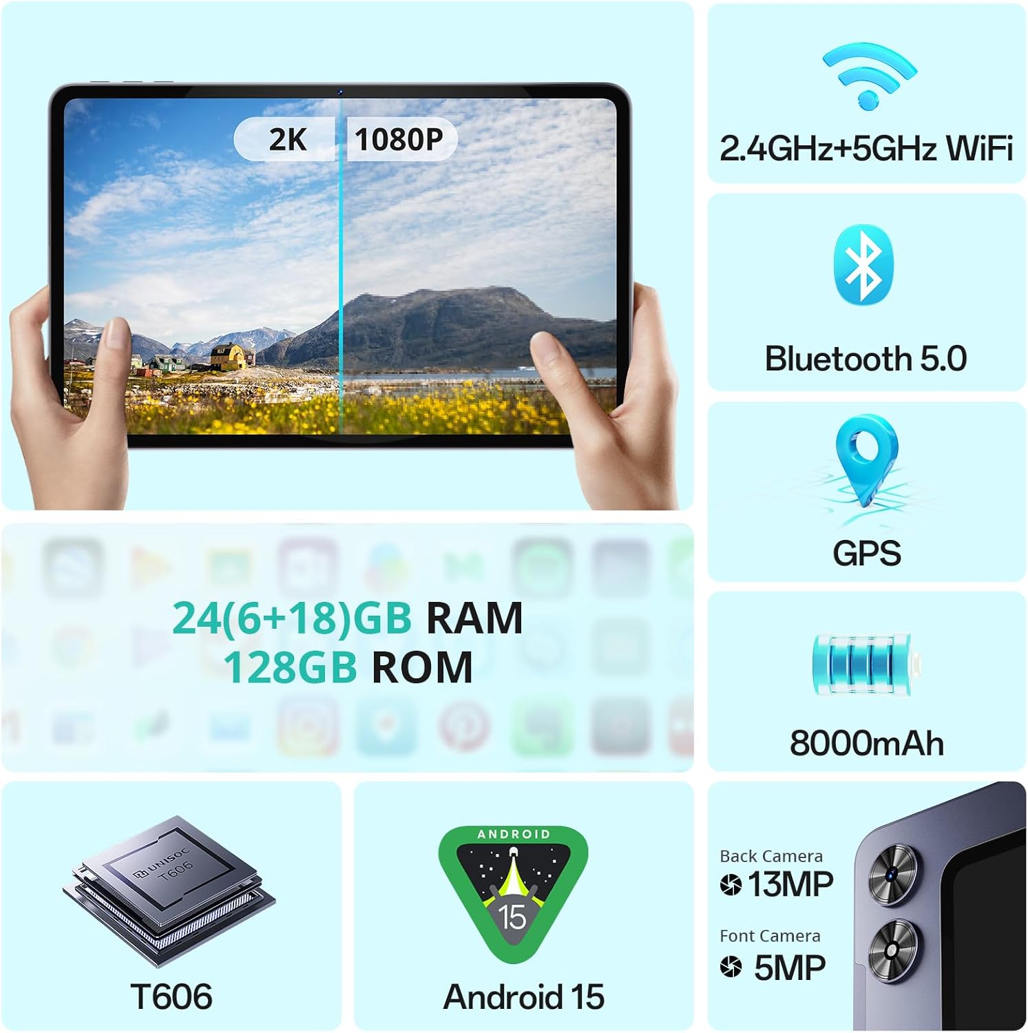 Svitoo Tablet Android 15 da 12 pollici 2K Full HD - immagine 2