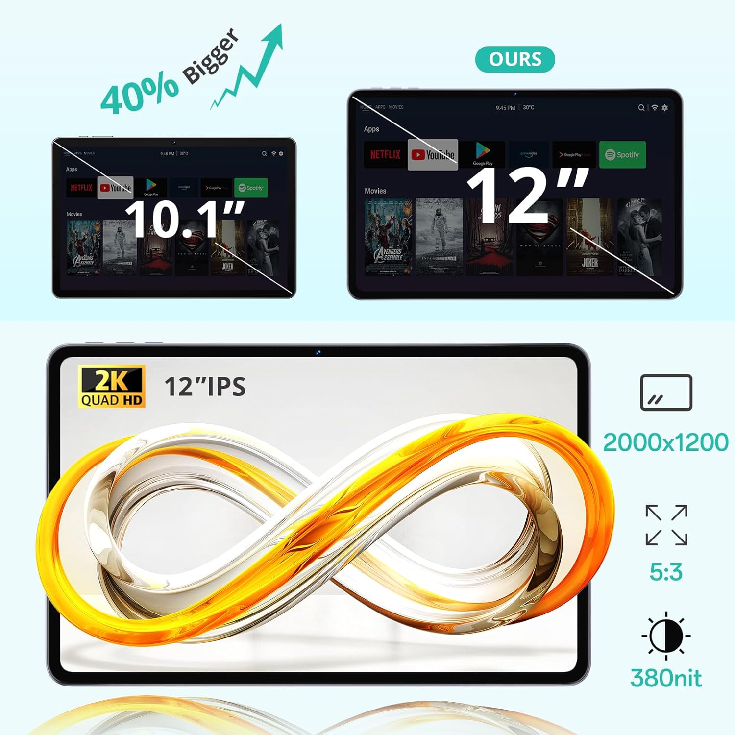 Svitoo Tablet Android 15 da 12 pollici 2K Full HD - immagine 3