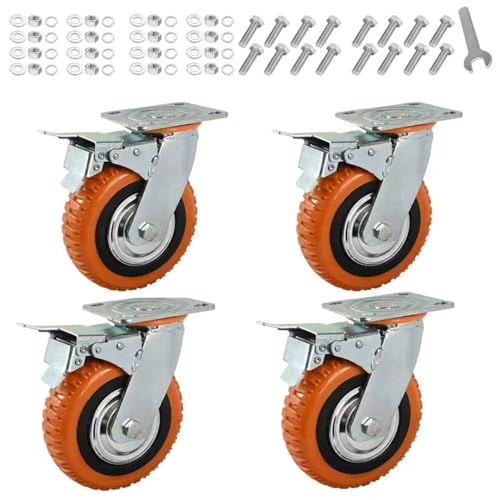 Ruote di Carico con Freno 150mm - Gomma Piena 1000kg