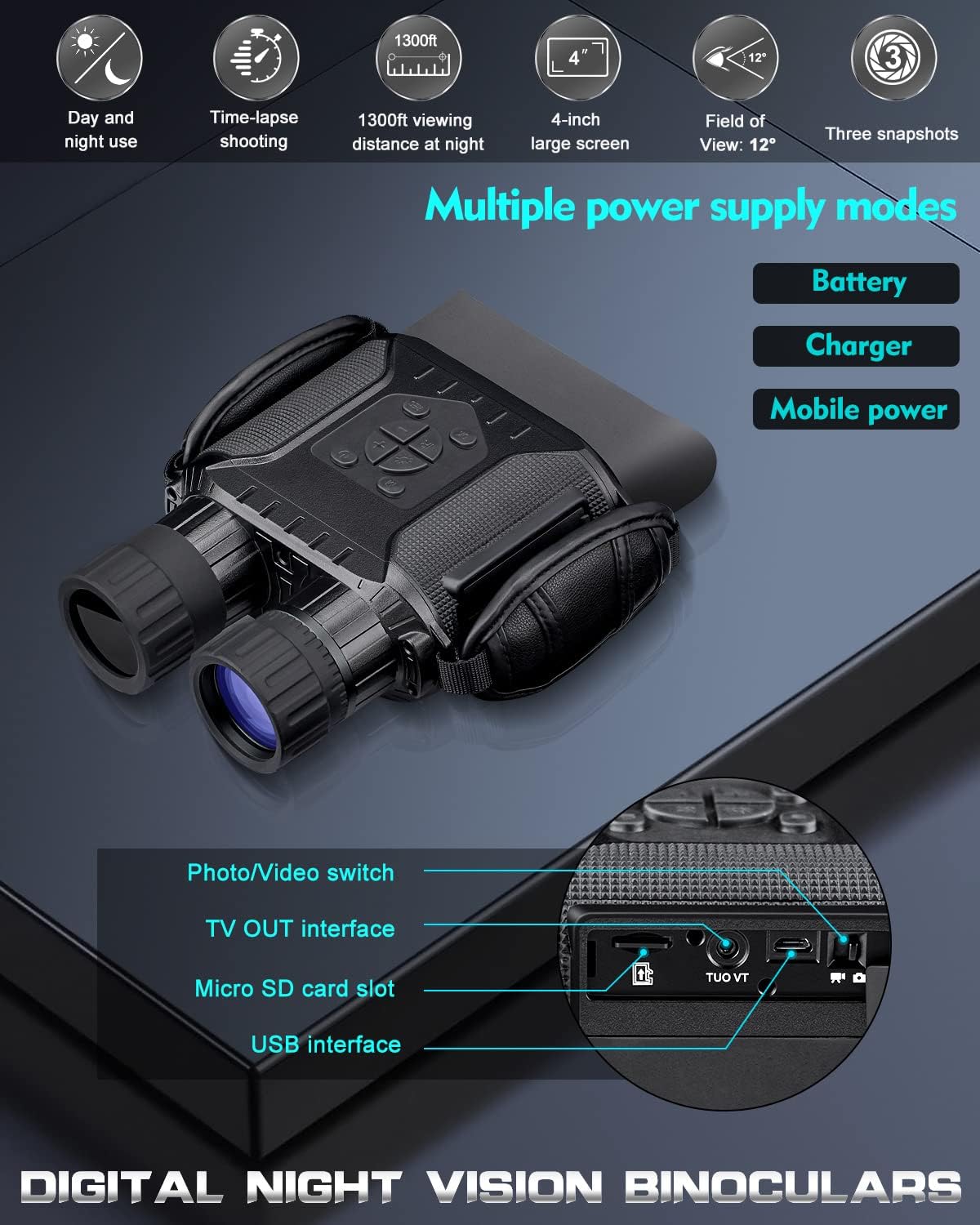 Binocolo Infrarossi Visione Notturna e Termica 4" TFT LCD - immagine 2