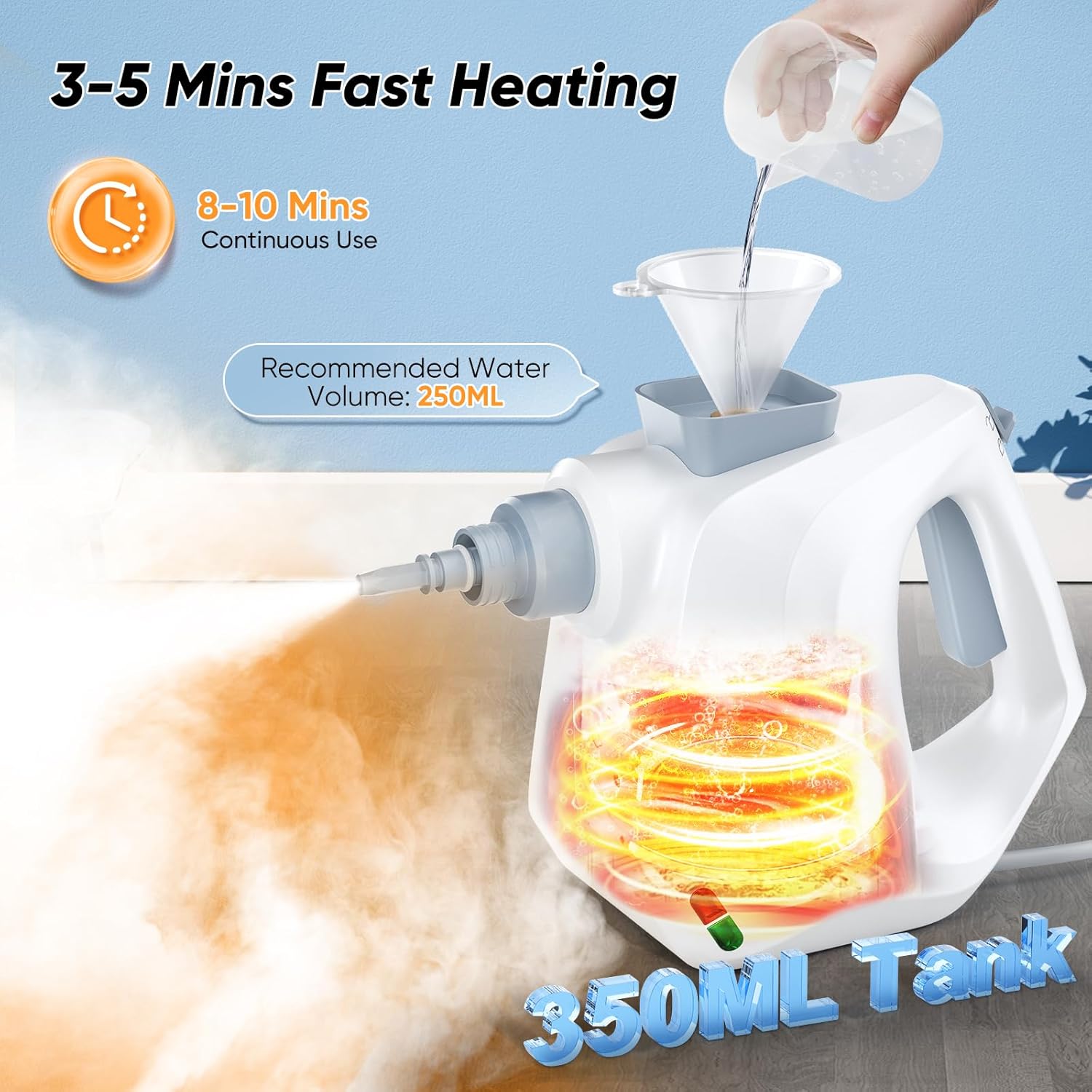 Jradse Pulitore a Vapore Portatile 1000W Multiuso - immagine 4