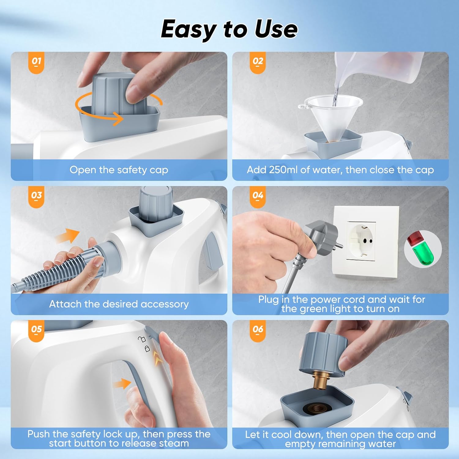 Jradse Pulitore a Vapore Portatile 1000W Multiuso - immagine 8