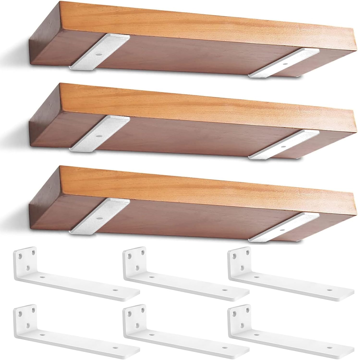 Staffe per Mensole Fluttuanti 25cm (6 Pezzi), Bianco - immagine 1