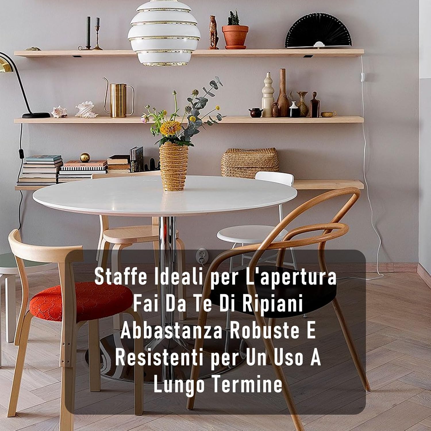 Staffe per Mensole Fluttuanti 25cm (6 Pezzi), Bianco - immagine 6