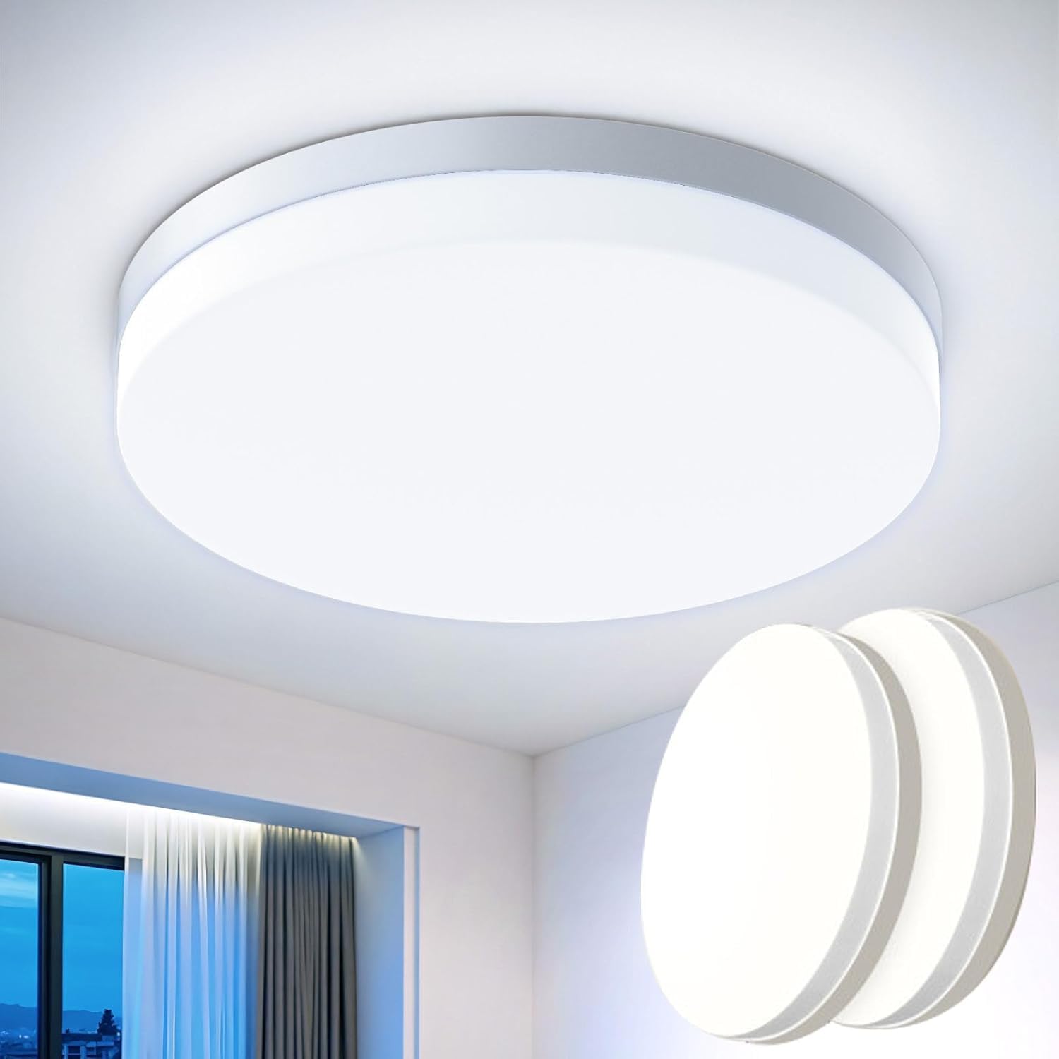 Plafoniera LED Soffitto Rotonda 48W 4800LM IP44 - 2 Pezzi