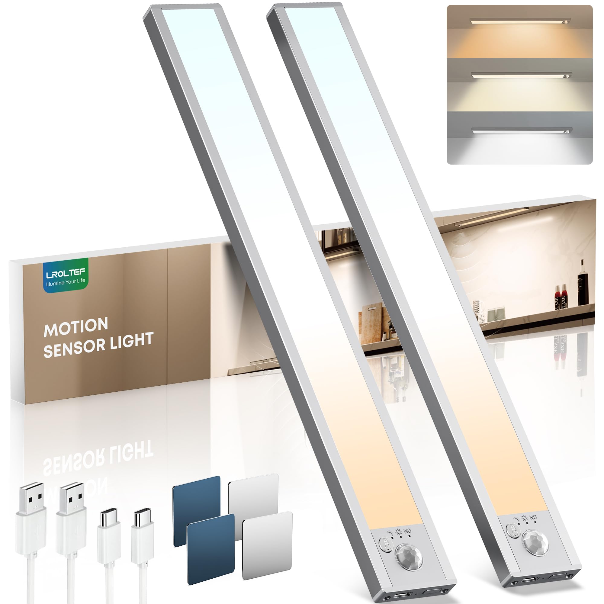 Luce LED Sottopensile Cucina 40CM 2200mAh, 2 Pezzi