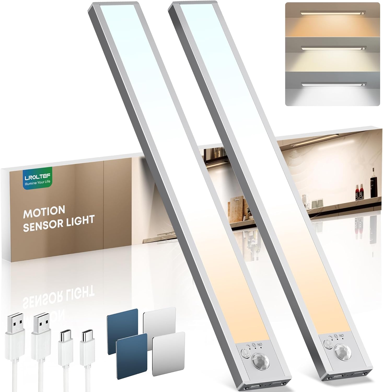Luce LED Sottopensile Cucina 40CM 2200mAh, 2 Pezzi - immagine 1