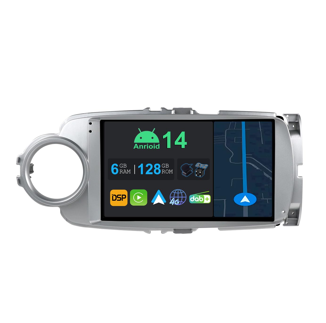 Autoradio 9" Android 14 per Toyota Yaris GRMN (2012-2017)