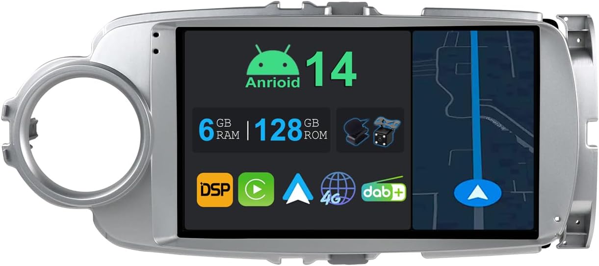 Autoradio 9" Android 14 per Toyota Yaris GRMN (2012-2017) - immagine 1