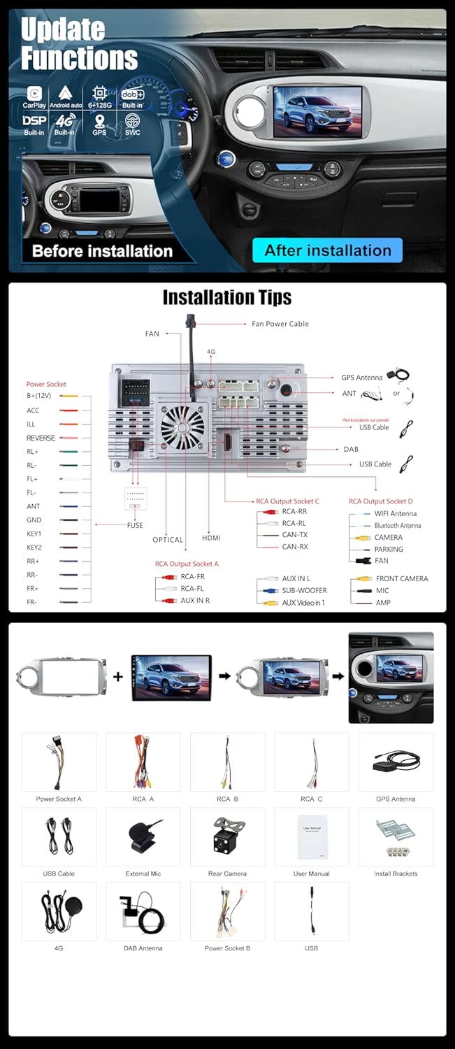 Autoradio 9" Android 14 per Toyota Yaris GRMN (2012-2017) - immagine 2