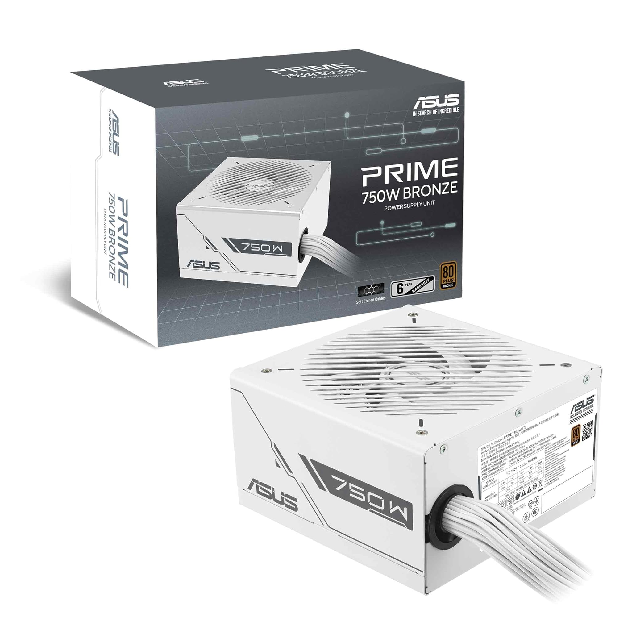 Asus Prime 750W Bronze - Alimentatore Modulare PC, Bianco