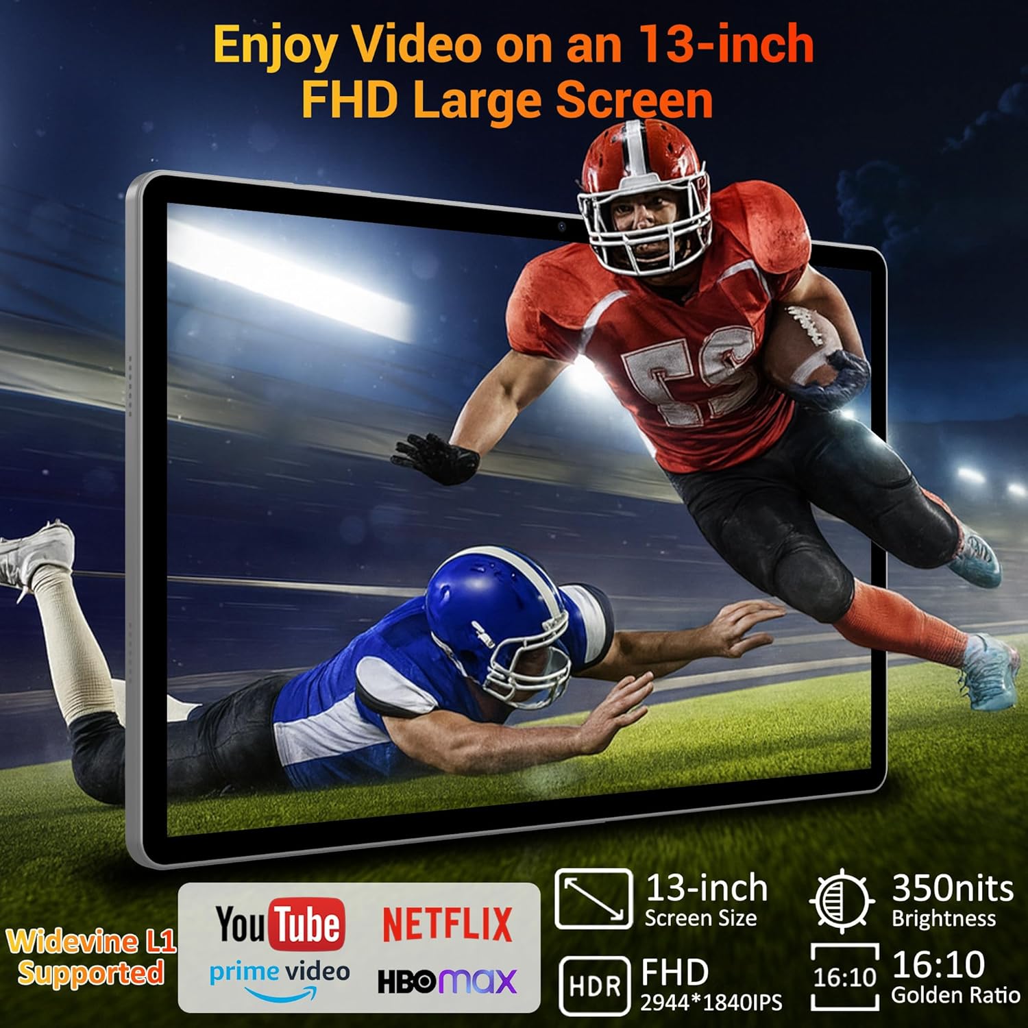 Tablet 13 Pollici Android 15 Octa-Core, Grigio - immagine 3