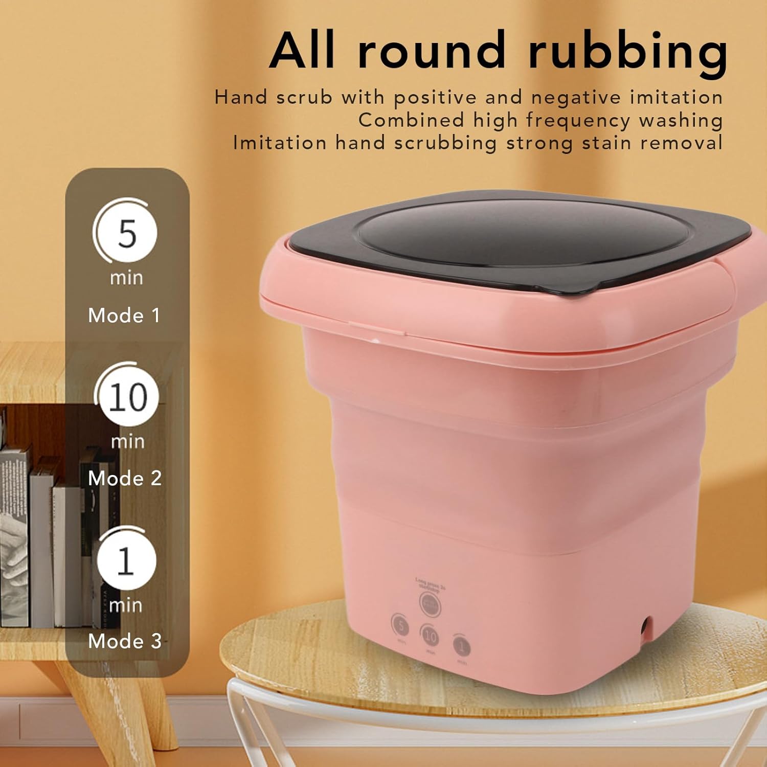 Ciciglow Mini Lavatrice Pieghevole Portatile, Rosa - immagine 2