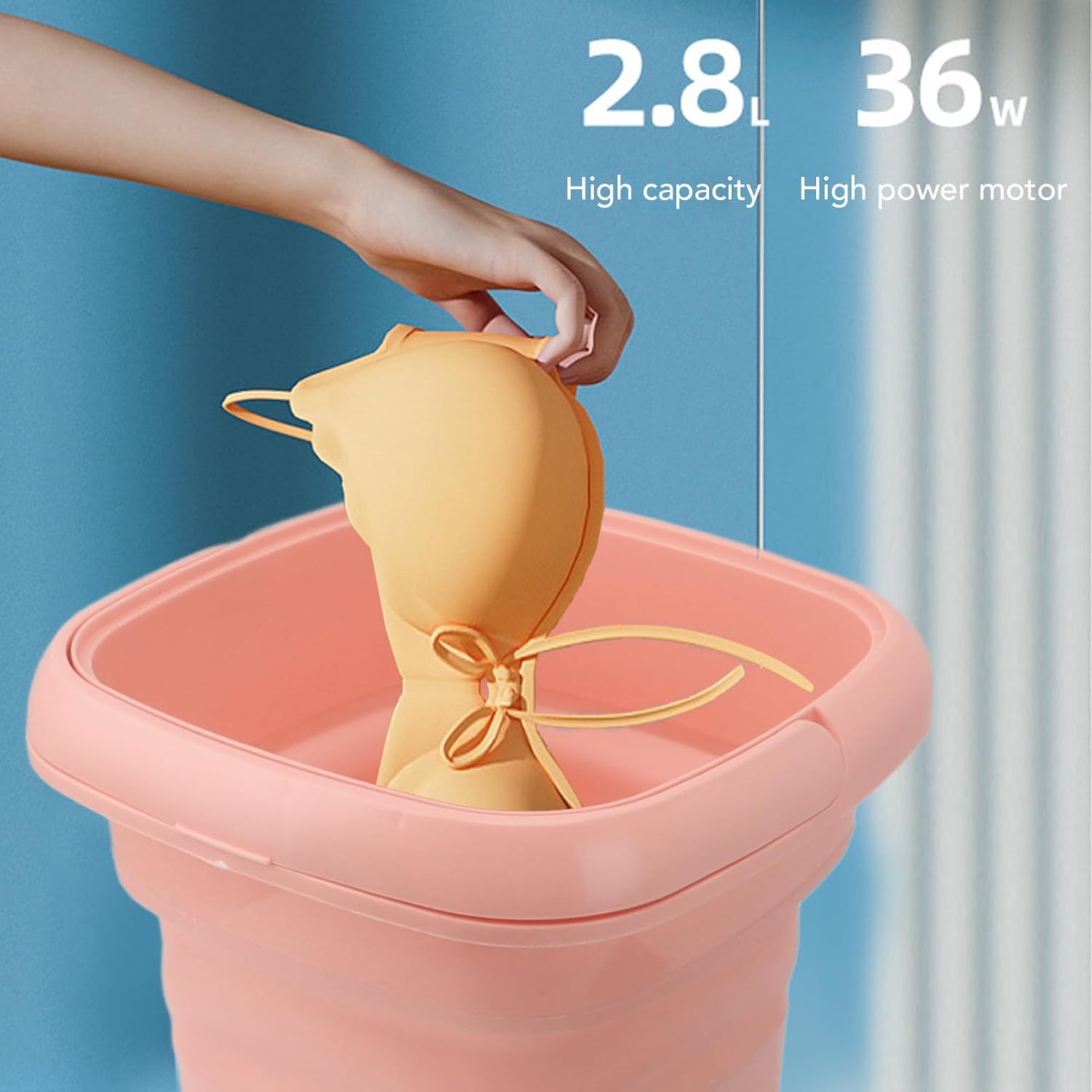 Ciciglow Mini Lavatrice Pieghevole Portatile, Rosa - immagine 6