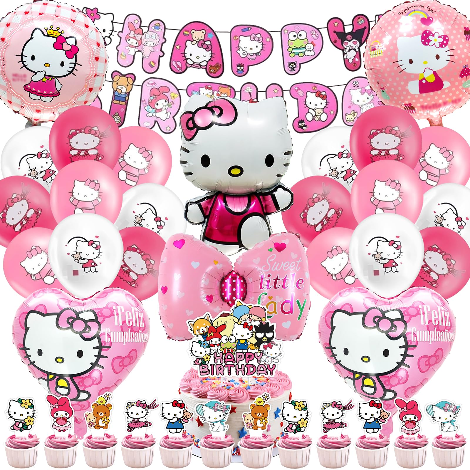 Hello Kity - Set 35 Palloncini Decorativi Compleanno