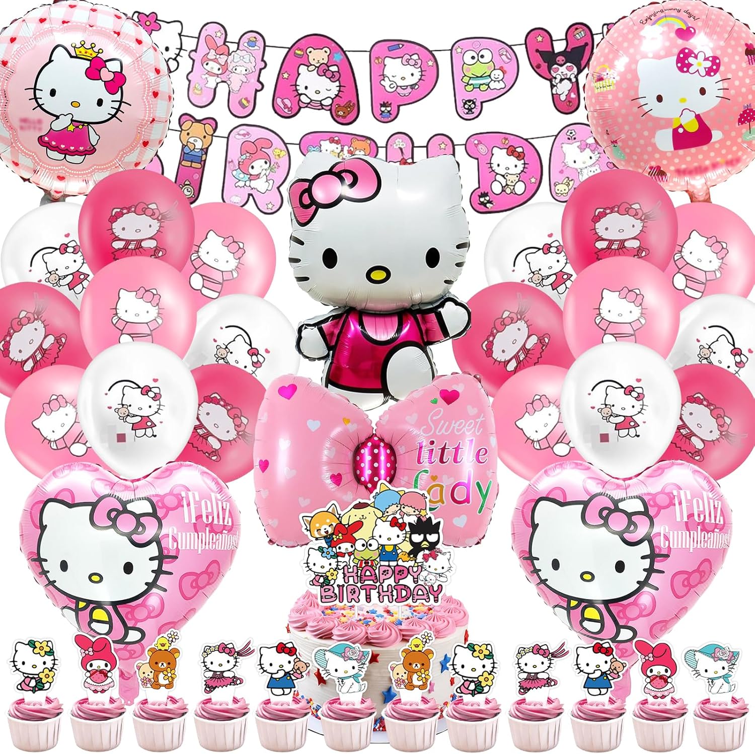 Hello Kity - Set 35 Palloncini Decorativi Compleanno - immagine 1