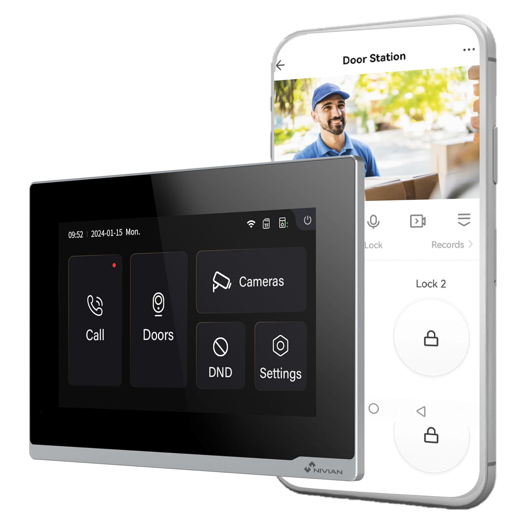 Nivian Monitor Aggiuntivo 7" per Videocitofono Intelligente