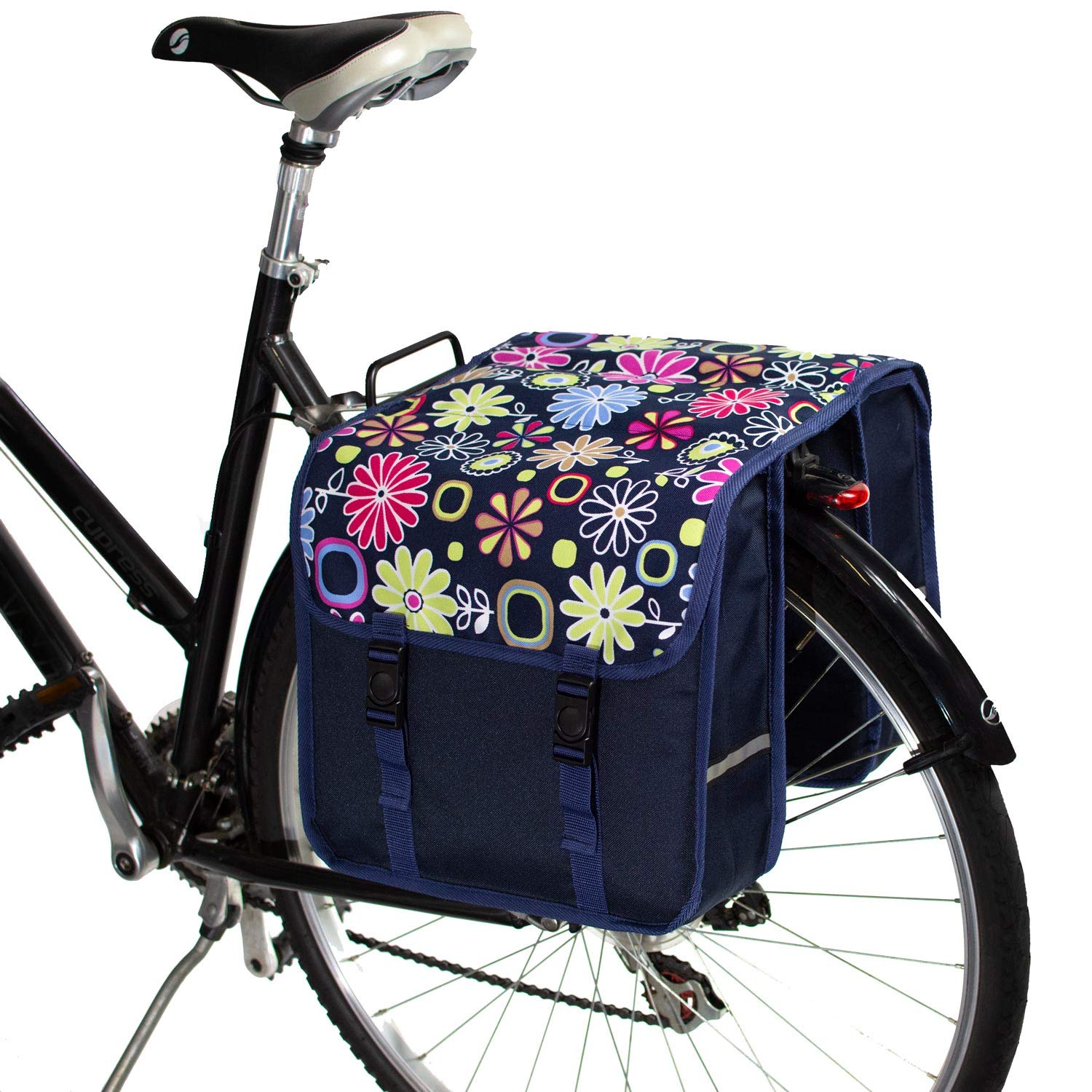 Bikybag Classic - Doppia Borsa Bici 26L, Fiori Rosa