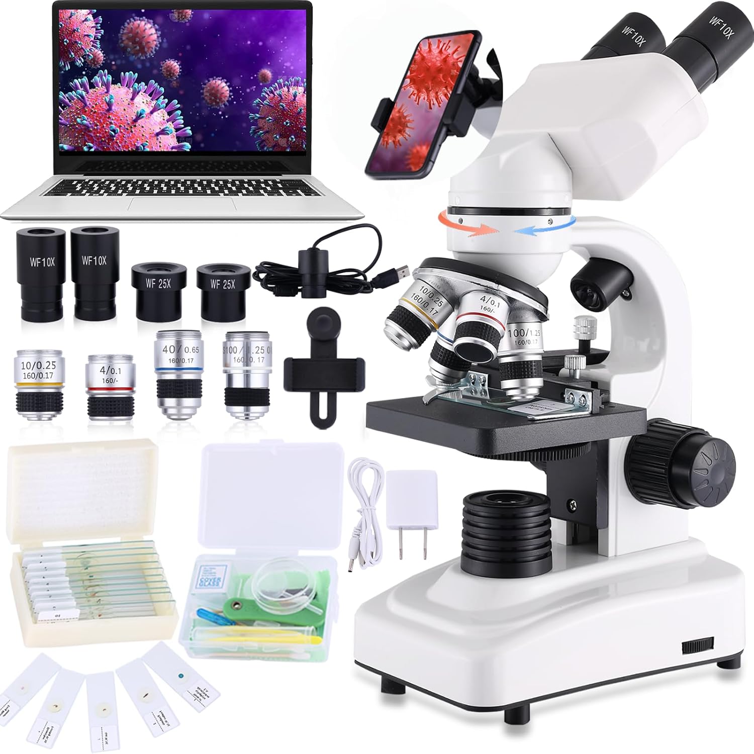 Herwicm Microscopio Binoculare Composto Professionale - immagine 1