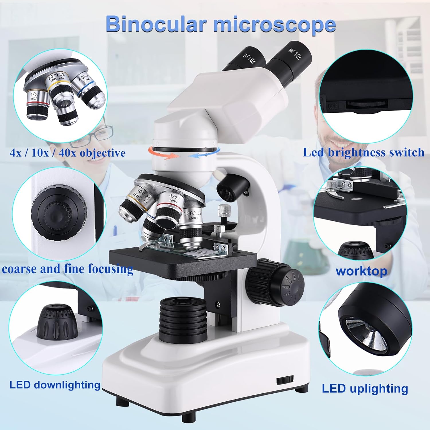 Herwicm Microscopio Binoculare Composto Professionale - immagine 5