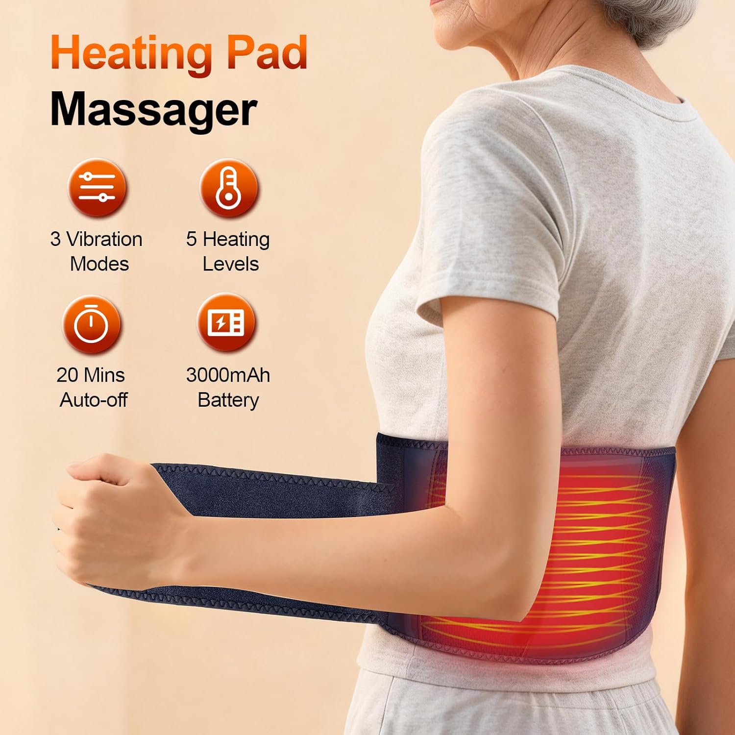 Fascia Lombare Riscaldamento e Massaggio 3000mAh - immagine 2