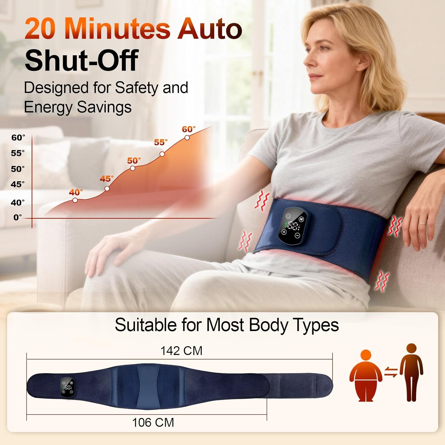 Fascia Lombare Riscaldamento e Massaggio 3000mAh - immagine 5