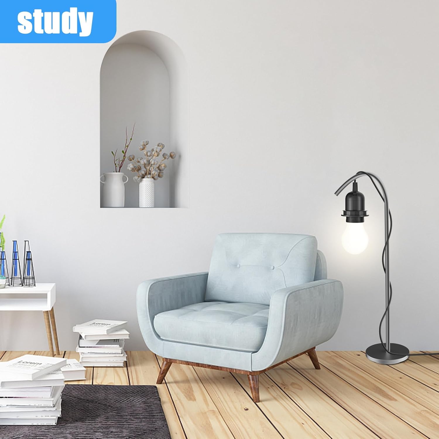 10x Portalampada E27 con Cavo e Interruttore, Nero - immagine 6