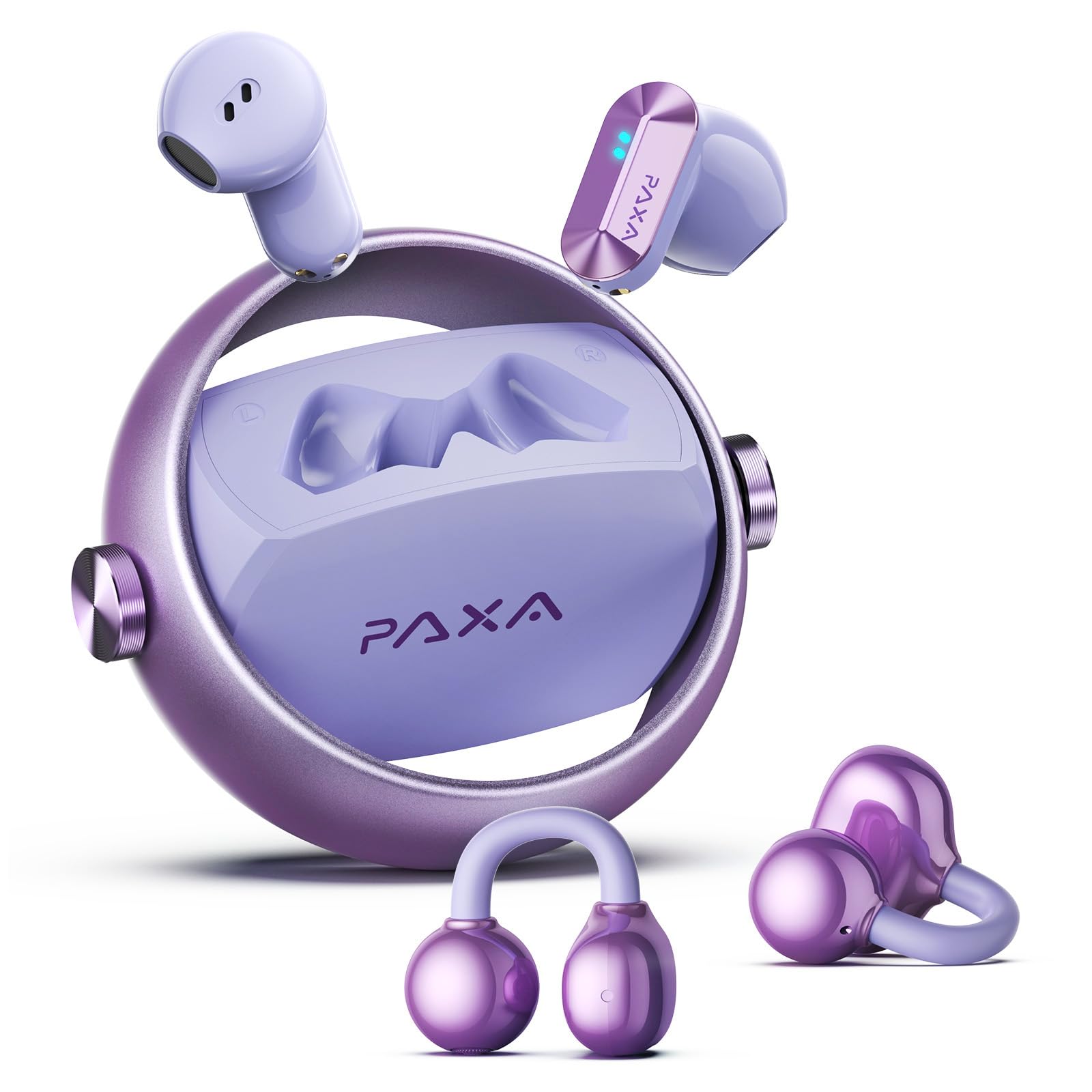 Paxa Cuffie Open Ear Bluetooth 6.0 140H, Viola