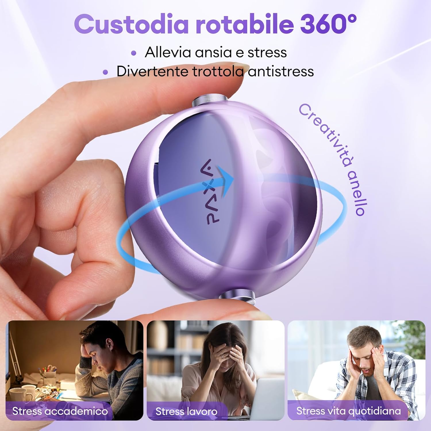 Paxa Cuffie Open Ear Bluetooth 6.0 140H, Viola - immagine 6
