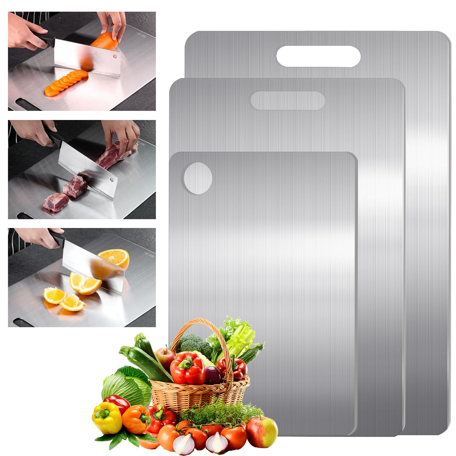 Set di 3 Taglieri in Titanio Doppia Faccia