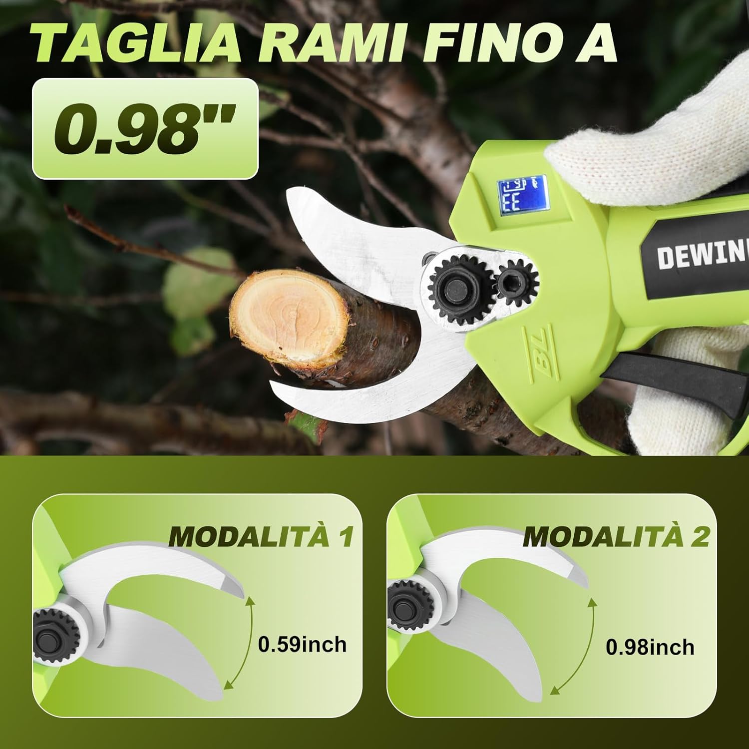Dewinner Forbici Potatura a Batteria Brushless 200W - immagine 4