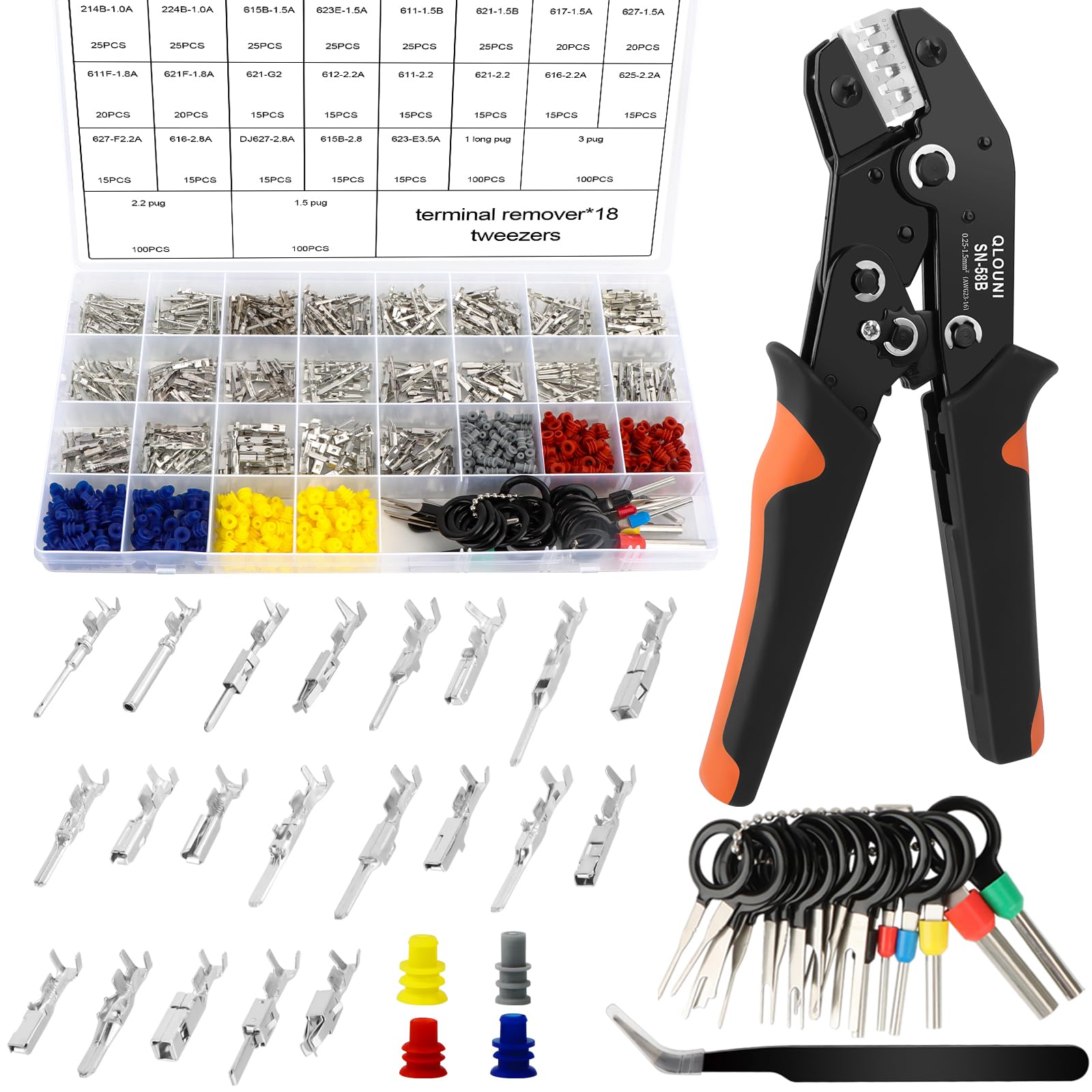 Kit Connettori a Crimpare 815 Pezzi per Veicoli Auto