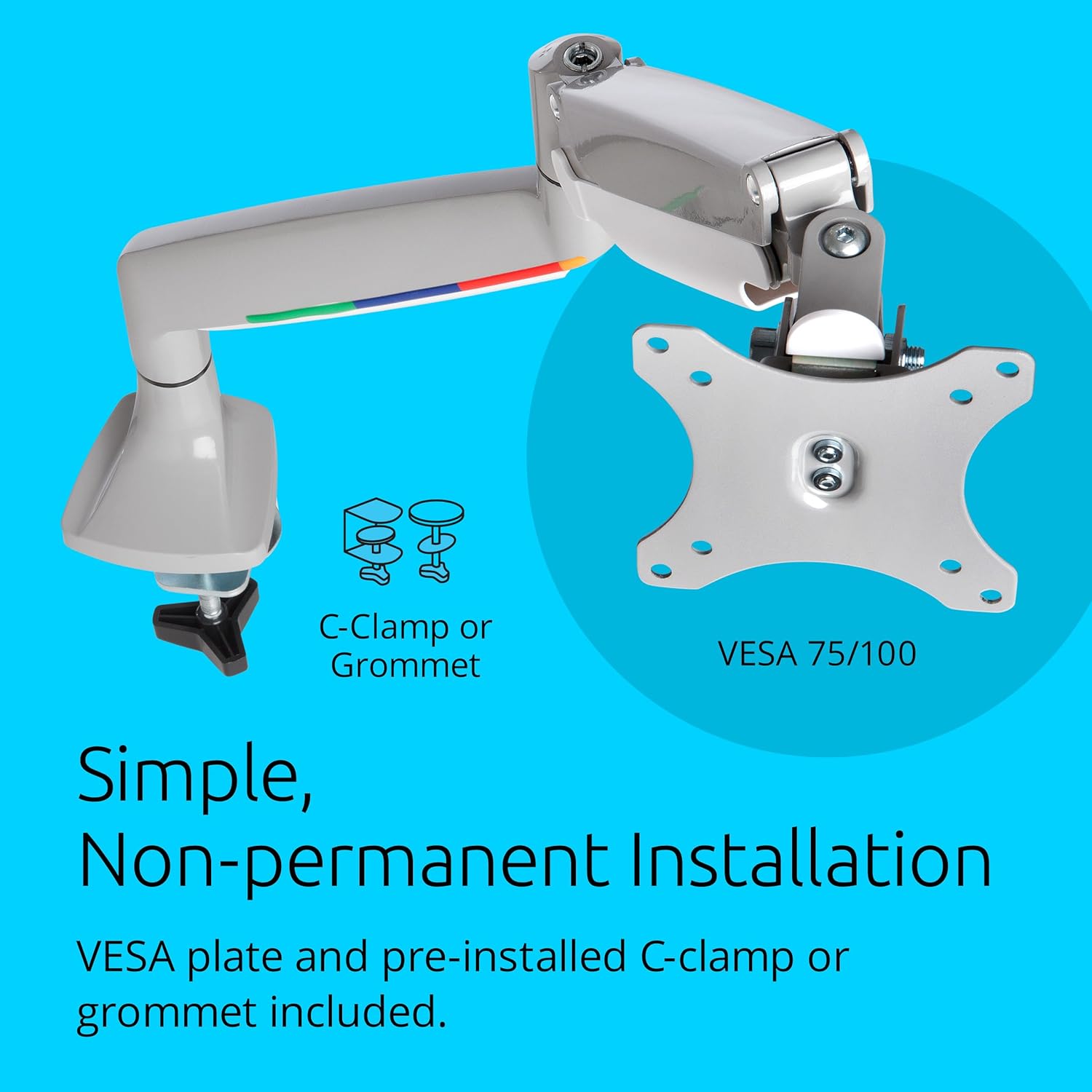 Kensington Braccio per Monitor Singolo Vesa, Grigio - immagine 6