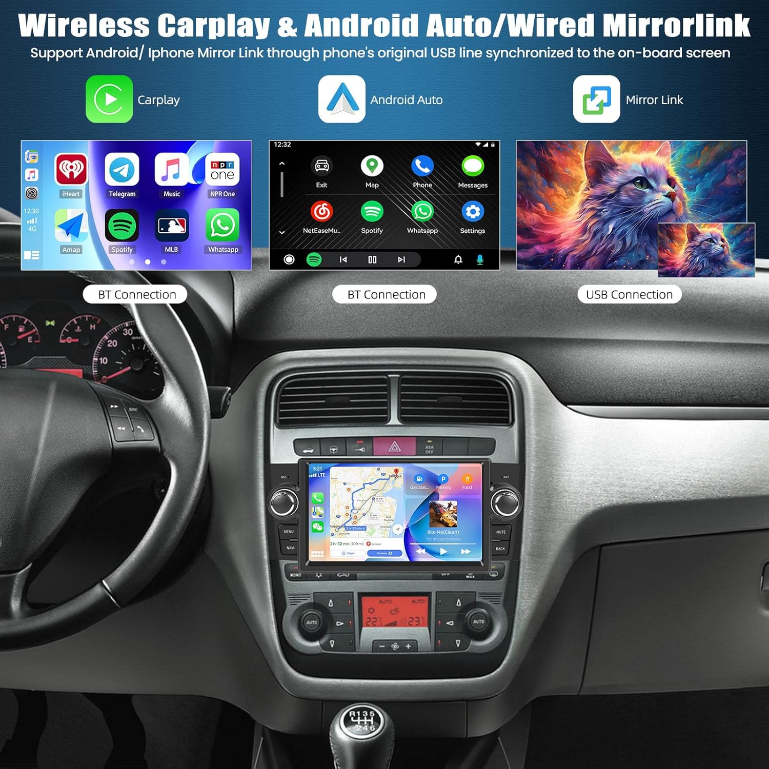 Autoradio Android 13 2+64G per Fiat Punto 2005-2009 - immagine 3