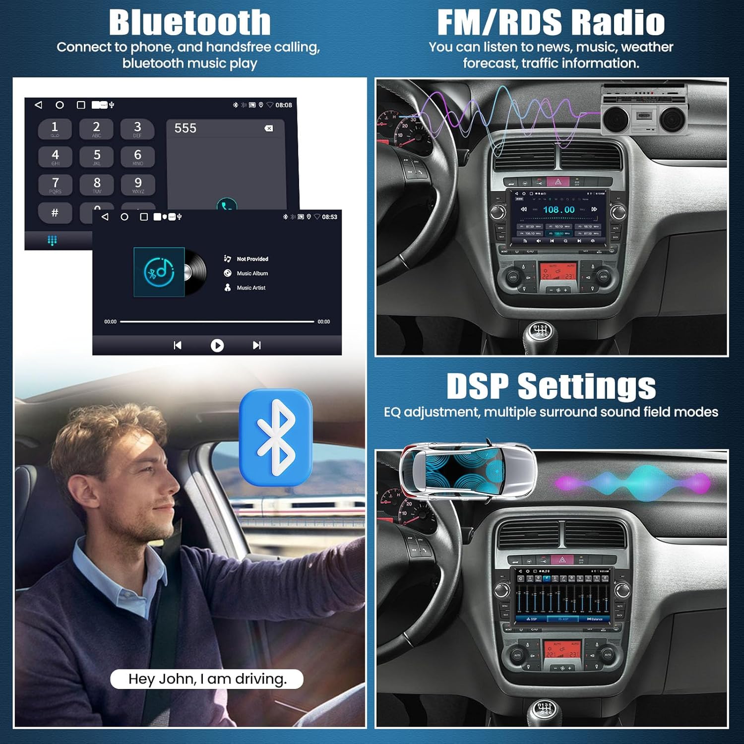 Autoradio Android 13 2+64G per Fiat Punto 2005-2009 - immagine 4