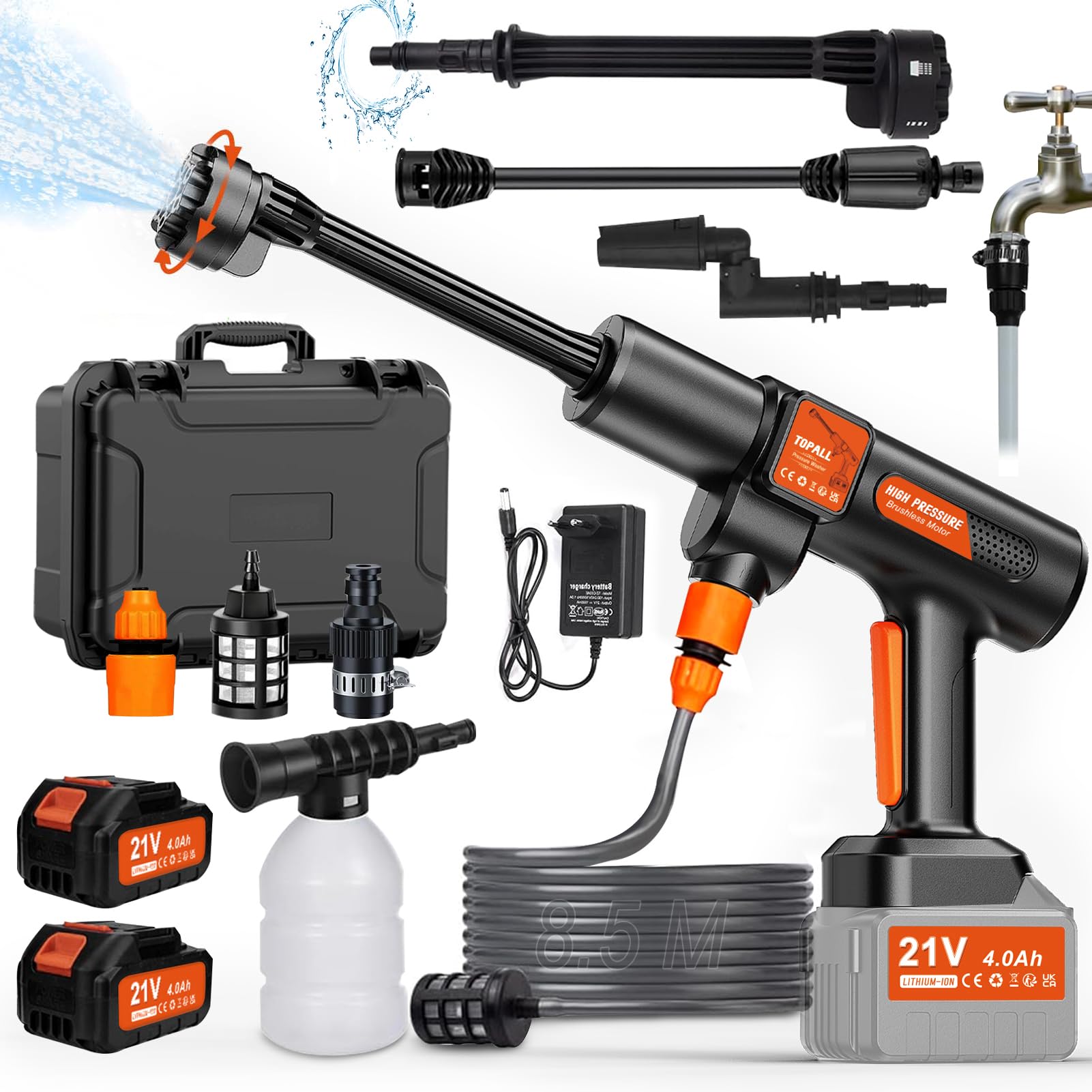 Topall Idropulitrice a Batteria Portatile 45 Bar