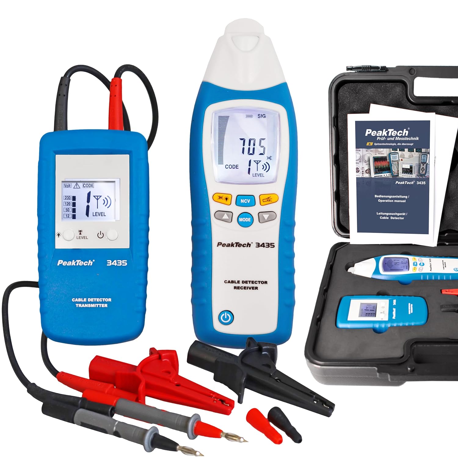 Peaktech 3435 Rilevatore di Cavi con Trasmettitore e Ricevitore - immagine 1