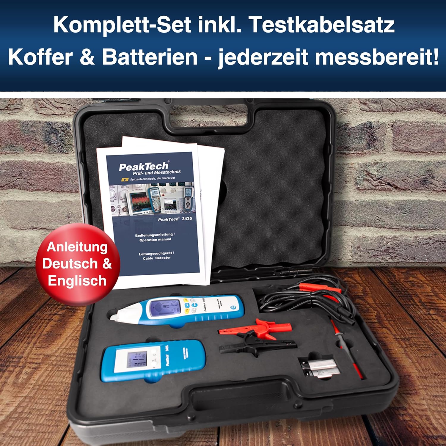 Peaktech 3435 Rilevatore di Cavi con Trasmettitore e Ricevitore - immagine 6