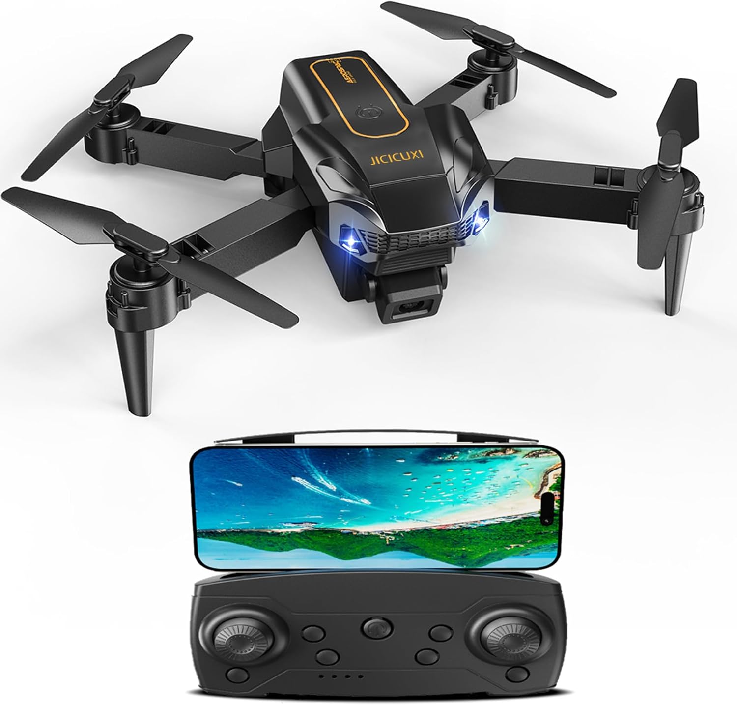 Drone con Telecamera 1080P Pieghevole, Dorato - immagine 1